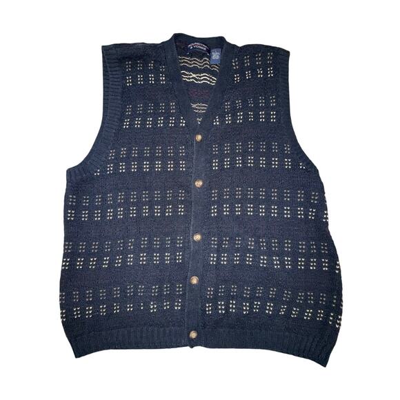 Vintage 1990s Roundtree & Yorke Knit Sweater Vest Vtg 90s Grandpacore Mens L - Picture 1 of 2